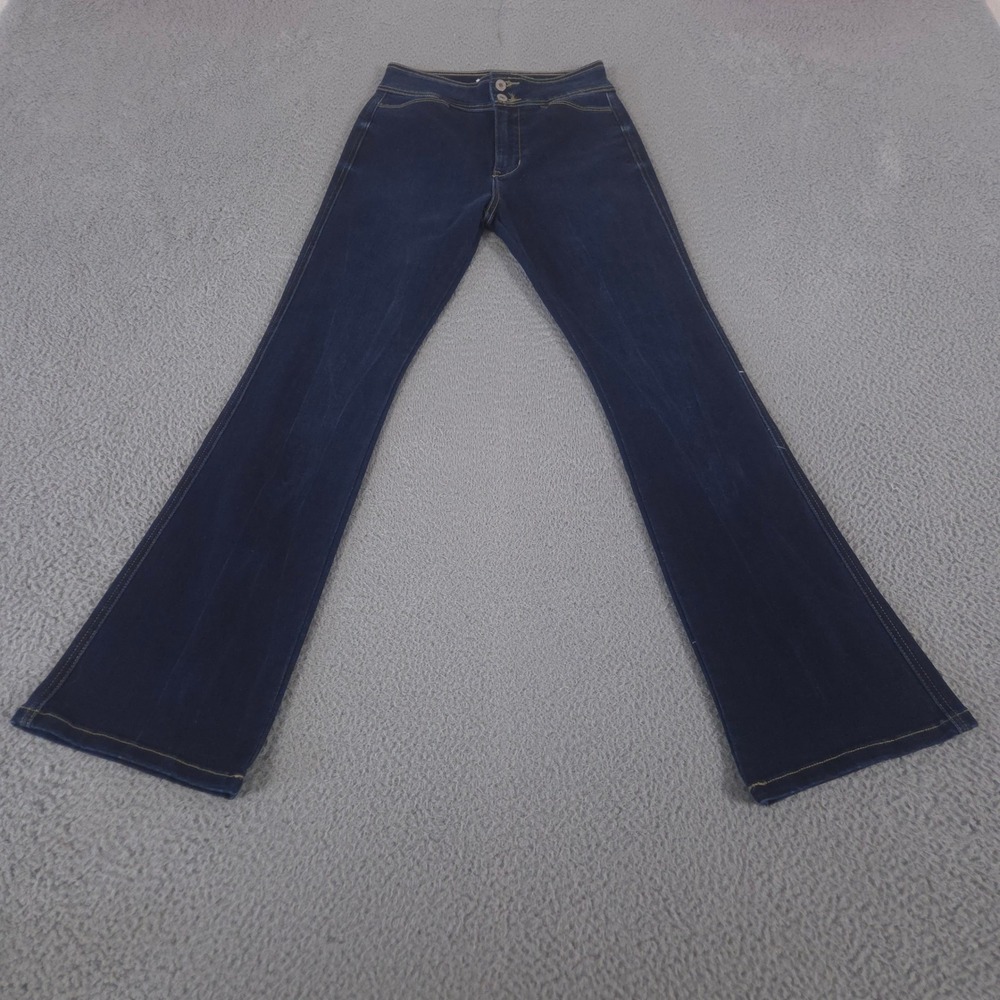 Kancan Jeans Womens 5/26 Blue Serena High‎ Rise Exposed Button Bootcut Denim